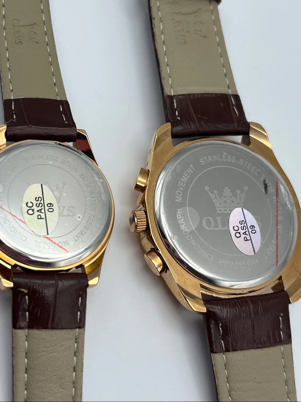 Set of 2 Olevs Gold Case Watches with Blue Dial